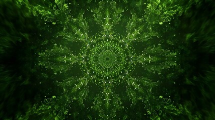 Hypnotic kaleidoscope background with green tones
