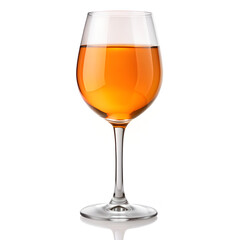 Elegant Glass of Orange Wine on White Background. Side view.