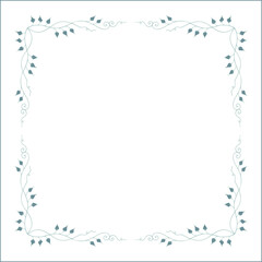 Green vegetal ornamental frame with leaves, decorative border, corners for greeting cards, banners, business cards, invitations, menus. Isolated vector illustration.	
