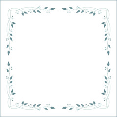 Green vegetal ornamental frame with leaves, decorative border, corners for greeting cards, banners, business cards, invitations, menus. Isolated vector illustration.	
