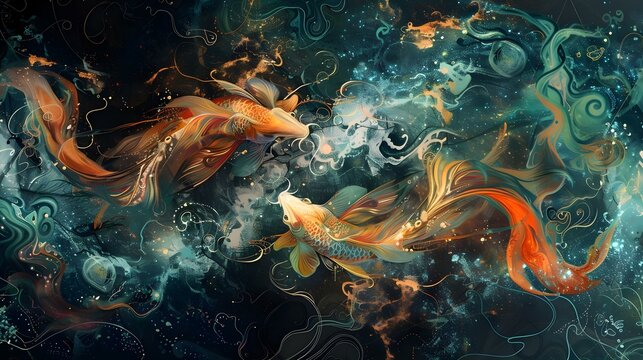Artistic representation of the Pisces zodiac sign