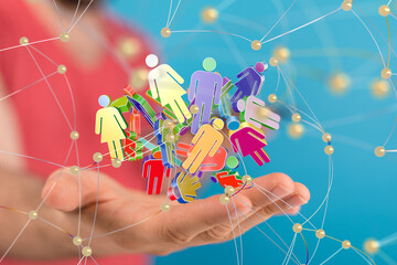 Global network. Blockchain. 3D illustration. Neural networks and artificial intelligence. Abstract