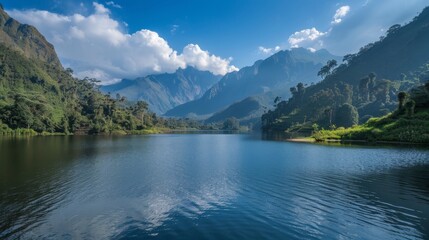 Lake Bujuku in the Rwenzori Mountains National Park, Kasese District, Uganda. 