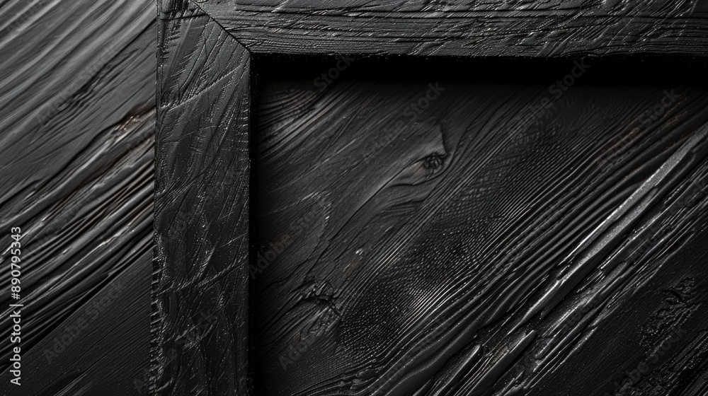 Poster a close-up shot of a wooden frame on a wall, suitable for use in interior design or architectural im
