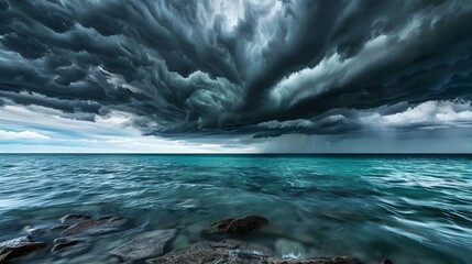 Dark storm clouds moving in across Lake Michigan