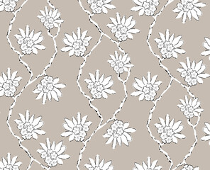 Seamless botanical flowers pattern, floral print.