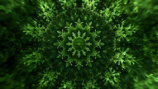 Hypnotic kaleidoscope background with green motion