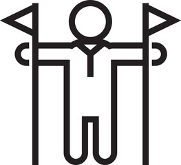 Success Man with Flag Poles Icon