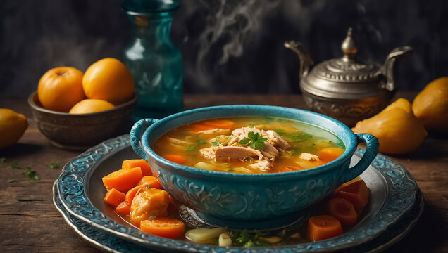 Chorba beida chicken soup, traditional food Algeria