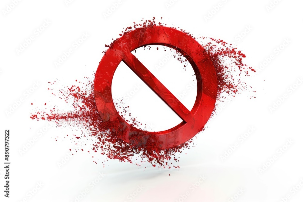 Poster A red stop sign with a splash of red paint, perfect for highlighting caution or warning signs in various contexts