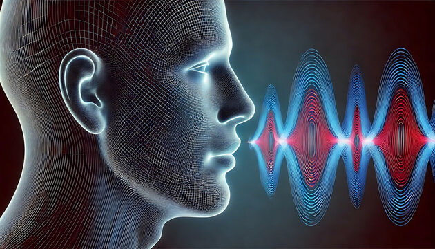 Image en gros plan d'une bouche &eacute;mettant des ondes sonores