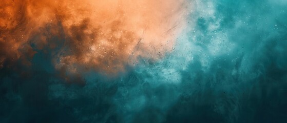 Obraz premium A dynamic abstract image featuring a blend of orange and teal smoke creating a captivating contrast.