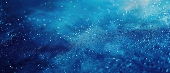 Obraz premium A mesmerizing abstract image of water droplets on a blueish background evoking a mystical underwater feel.