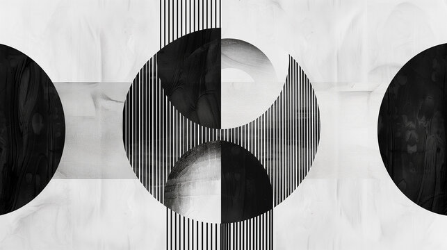 Minimalist geometric artwork in black and white representation