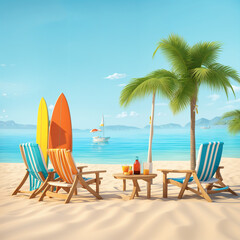 beach chairs and umbrellas on the beach