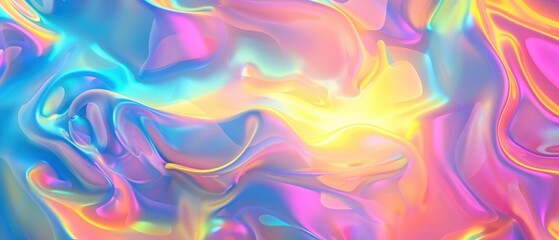 Obraz premium An abstract fluid art piece with vibrant, swirling colors including blue, pink, yellow, and purple.