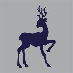Silhouette of a deer on a gray background. Vector