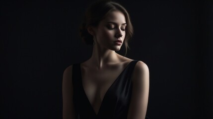  A Woman in the black dress grace in dark