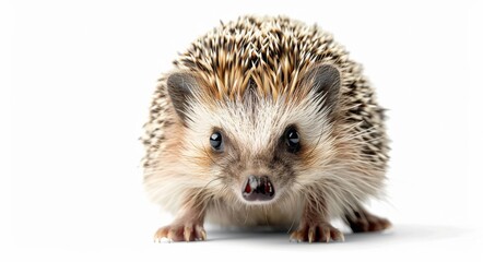 Obraz premium A Close-Up View of a Small Brown and White Hedgehog