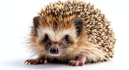 Obraz premium A Close-Up View of a Small Brown and White Hedgehog
