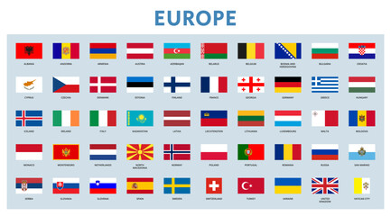 Vector flags of European countries.