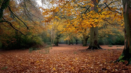Vibrant autumn colors in the forest