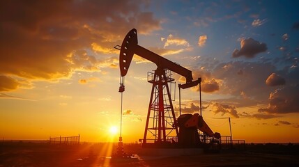 Obraz premium Oil Pump Jack at Sunset