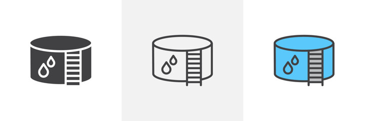 Water tank colored icon set