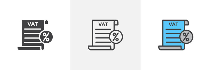 Value added tax VAT colored icon set