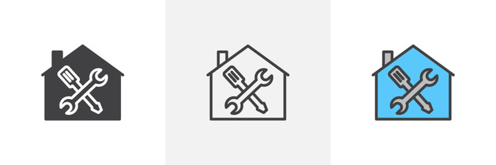 Home repair colored icon set