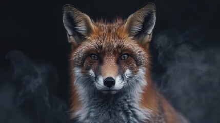 Obraz premium A fox dressed as a poet recites verses to ghostly spirits in a supernatural scene with copy space