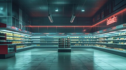 Empty Supermarket Aisle