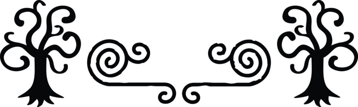 Celtic Spiral Lines and Tree Silhouettes Graphic