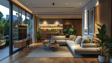 Fototapeta premium Modern Stylish Living Room with Open Design