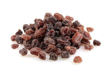 Obraz premium A close-up shot of a pile of raisins on a white surface