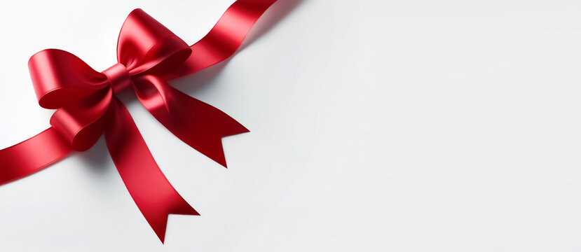 Beautiful gift box with red (scarlet) ribbon and bow, perfect for special occasions like birthdays, Christmas, event. This elegant, festive present is for celebrating holidays