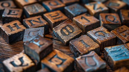 Naklejka premium Vintage Wooden Alphabet Blocks
