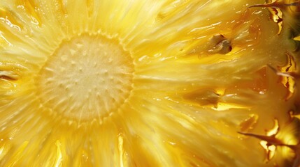 Pineapple Shape. Close Up Slice Pineapple Background Texture in Vibrant Yellow and White Tones