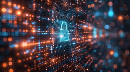 Cybersecurity Concept with Digital Lock