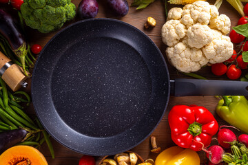 Autumn vegetable cooking dinner background