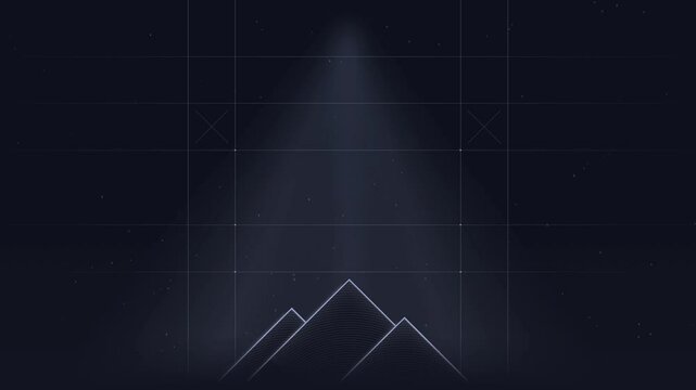 Rising mountain effect animation with light rays.