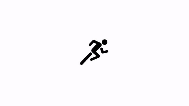Stick man running with animation on a white background.