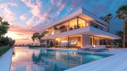 Fototapeta premium Modern Luxury Waterfront Home