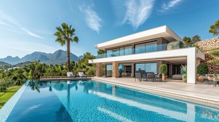 Fototapeta premium Luxury Modern Villa with Infinity Pool