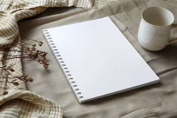 Spiral Book Mock Up. Blank Spiral Notebook for Wedding Planner with Neutral Colors