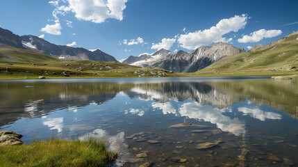 Fototapeta premium Mountain lake with mirror-like surface