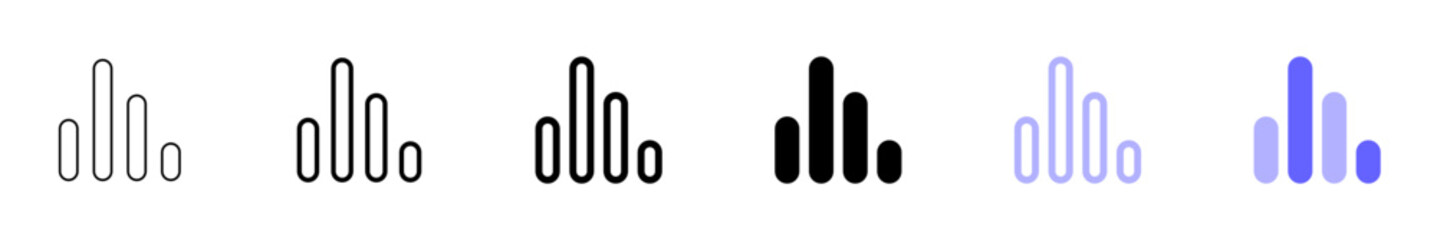 A versatile set of bar chart icons, perfect for visualizing data and trends in presentations, reports, dashboards, and web applications