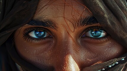 Close up portrait of saudi arabian woman capturing cultural beauty in realistic detail
