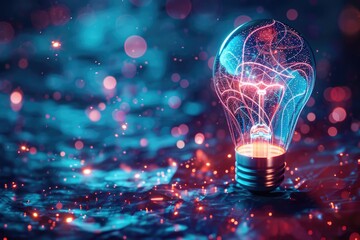 Empower Technology. Abstract Bright Light Bulb Business Concept for Creative and Innovative Ideas