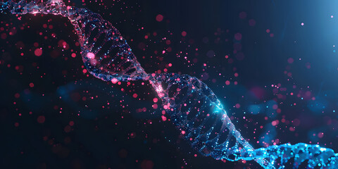 DNA helix on a dark blue background, abstract illustration. futuristic concept